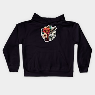 Pistol and flowers Kids Hoodie